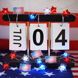 BOHON 4th of July Decorations Battery Operated String Lights with Timer 13 ft 40 LEDs Red White and Blue Star American Flag Lights for Home Patriotic Memorial Independence Day Fourth of July Decor