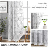VISIONTEX White Sheer Curtains 84 Inches Long 2 Panels, Light Filtering Grey Moroccan Trellis Embroidered Semi Sheer Voile Drapes, Rod Pocket Textured Window Curtain for Bedroom Living Room 54W x 84L