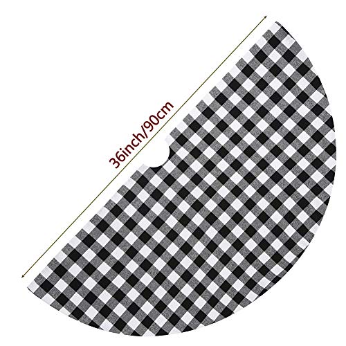 Sattiyrch Buffalo Plaid Christmas Tree Skirt 36 in,Black and White Buffalo Check Christmas Tree Skirt for Holiday Christmas Decorations (36in, White and Black)