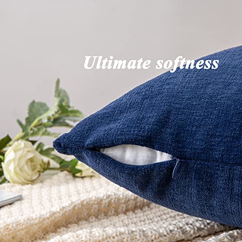 GAWAMAY Decorative Square Throw Pillow Covers 18"x18" Inch Set of 2, Super Soft Chenille Pillows Cover Fall Pillowcase for Living Room Bedroom Sofa Couch Cushion Cover Navy Blue 45x45cm (Only Covers)