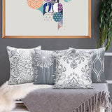 Coliuso Decorative Throw Pillow Covers 18x18 Set of 4, Grey and White Modern Simple Square Pillow Case Cushion Cover for Sofa Couch Farmhouse Outdoor Living Room (Gray and White, 18" x18")