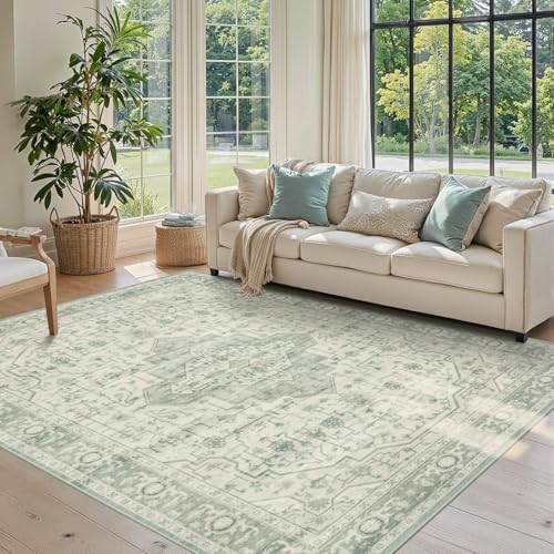 4x6 Vintage Boho Washable Rug for Bedroom(Green)
