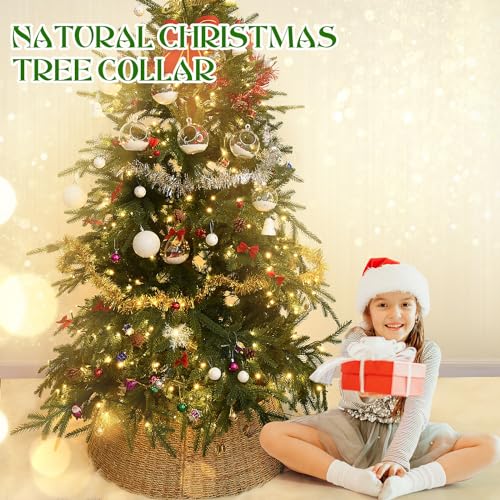 Rocinha Rattan Christmas Tree Collar Basket - Rustic Handcrafted Tree Ring