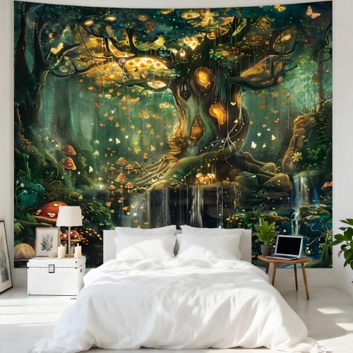 Apdidl Forest Tapestry | Nature Green Wall Decor for Bedroom, Extra Large Tree of Life Tapestries, Fairy Landscape Living Room Decor, Fantasy Mystical Magical Backdrop Wall Hanging for Dorm (51"X60")