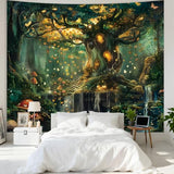Apdidl Forest Tapestry | Nature Green Wall Decor for Bedroom, Extra Large Tree of Life Tapestries, Fairy Landscape Living Room Decor, Fantasy Mystical Magical Backdrop Wall Hanging for Dorm (51"X60")