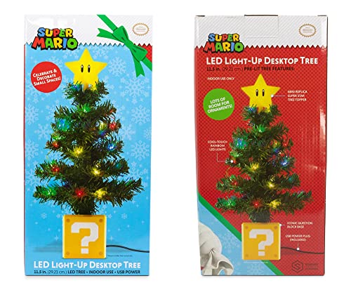 Nintendo Super Mario Bros. Super Star LED USB-Powered Light-Up Desktop Holiday Tree One Size