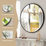HARRITPURE Round Mirror 30 Black Wall Mounted Circle Mirrors Vanity Mirror with Brushed Aluminum Alloy Frame Modern Decoration for Bathroom, Living Room, Vanity, Bedroom, Entryway