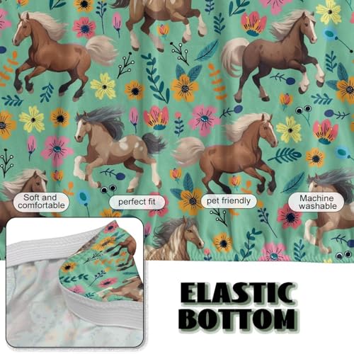 Horse Flower Easy-Going Stretch Futon Slipcover Armless Futon Bed Cover Furniture Protector Without Armrests with Elastic Bottom for Kids