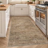 FMFUNCTEX 3x5 Washable Terracotta Vintage Distressed Area Rug Entryway