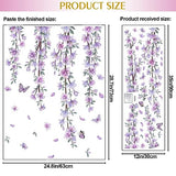 Hanging Creative Removable DIY Purple Flower and Vines Some Flying Butterfly Wall Sticker Waterproof Vinyl Wall Decal Decor for Home Girls Bedroom Kids Room Bedroom Living Room Wall Corner