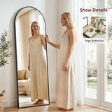 Antok Full Length Floor Mirror Arched Standing Mirror with Aluminum Frame - Freestanding Wall Mount Leaning Body Mirror for Bedroom Living Room Entryway, 71" L x 28" W, Black