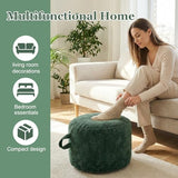 ele ELEOPTIO Round Stuffed Pouf Ottoman Corduroy Poufs with Foam Chunk Filling Pouf Foot Stool Storage Ottoman, 20 X 15 Floor Poufs Foot Rest for Living Room Green