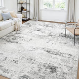 5x7 Area Rugs for Living Room Large Washable Abstract Rug White Grey Black