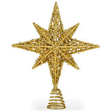 8 Inch Bethlehem Glitter Gold Star Christmas Tree Topper | Tree Toppers | Christmas Star Tree Topper | Rustic Tree Toppers Christmas Decorations | Christmas Tree Topper for 3-6 ft Trees
