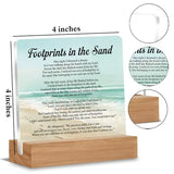Christian Religious Gifts for Friends Coworkers, Footprints in the Sand Office Acrylic Desk Decor, Motivational Gifts for Women Men Besties