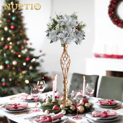 NUPTIO Gold Centerpiece Stand for Table, Twist Style, 22.8" Tall, 2 Pcs
