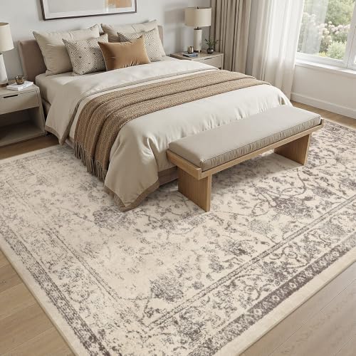 7x9 Area Rugs Floral Distressed Washable Large Living Room Rug