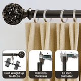 Bronze Curtain Rods 18 to 64 inches (1.5-5.33 ft), 1 Inch Diameter Adjustable Heavy Duty Decorative Curtain Rods with Decorative Openwork Carved finials for Living Room Bedroom Windows