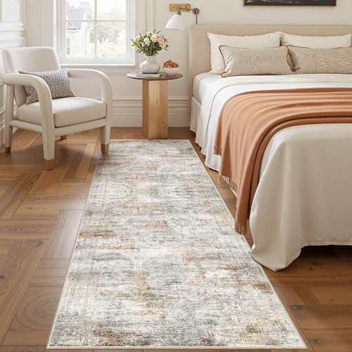 2'6 x 8' Runner Rug Non Slip,Washable Kitchen Rugs,Green