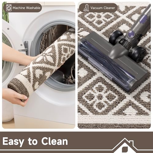 Indoor Door Mat 3x5ft Absorbent Dog Mats for Muddy Paws,Machine Washable Small Living Room Area Rug with Non-Slip Rubber Backing Low-Profile Inside Carpet for Hallway,Entryway,Kitchen(Brown)