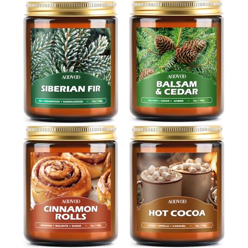 Winter Candles Set - 4 Pack Candles for Home Scented, 28 oz Soy Wax