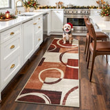 2x6 Washable Modern Abstract Runner Rug Non-Slip for Hallways, Red
