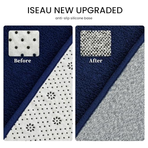 ISEAU 2x6 Runner Rug for Hallway, Soft Memory Foam Carpet with Upgraded Non-Slip Silicone-Grip Bottom, Machine Washable Shaggy Indoor Rug for Kitchen Entrance Bedside Dining Room, Navy Blue