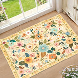 RELEANY Floral Washable 2x3 Area Rugs Doormat Yellow/Orange
