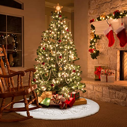 IMIKEYA Tree Skirt: Faux Fur Christmas Tree Skirt Silver Xmas Christmas Tree Mat for Christmas Tree Decorations Holiday Party Xmas Tree Ornaments