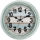 ZENFUN 12'' Rustic Wall Clock, Silent Non Ticking Clock Quartz Wall Clock Battery Operated, Country Style Wall Decoration for Kitchen Living Room Home, Office, School, Large Numbers, Green
