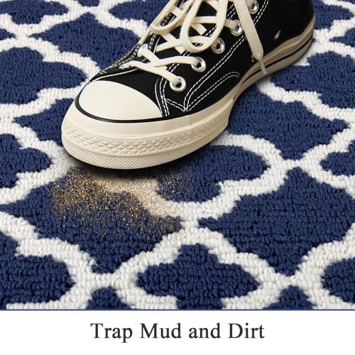 Washable Hallway Runner Rug 2x6',Non-Slip Kitchen Runner, Blue