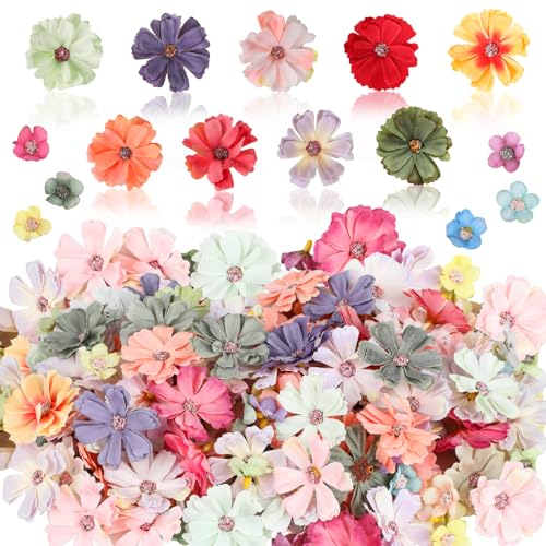 FOIMAS 150pcs Mini Faux Flower for Crafts,Artificial Flower Heads Daisy Peony Flower Decor for Craft Garland Wedding Home Decoration