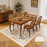 nesrt Fantasy Fox Area Rugs for Living Room 5x7ft Non Slip, Botanical Animal Print Bedroom Rugs, Washable Forest Jungle Floor Carpet for Dining Room Nursery Playroom (Beige)
