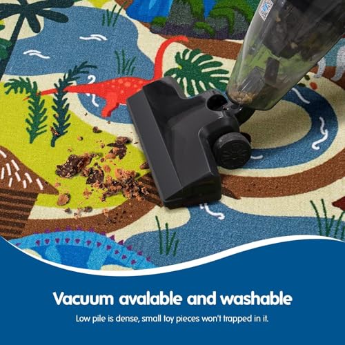 Booooom Jackson Dinosaur Rug,Prehistoric Adventure Play Rug - Polyester with Non-Slip Latex Backing,Dinosaur Land Play Mat Carpet Area Rug for Kids Room