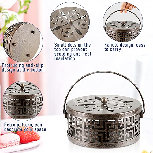 Exquisite Metal Mosquito Coil Holder Long-Lasting Coil Incense Burner for Indoor and Outdoor (Bronze)