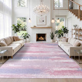9x12 Area Rugs for Living Room, Pink Modern Abstract Rugs