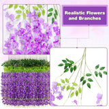 Alotiki Wisteria Hanging Flowers,12 Pack Fake Hanging Flowers,Wisteria Artificiales Garland for Home Wedding Arch Floral Party Garden Ceremony Outdoor Decor,3.6 Feet Long(12,Purple)