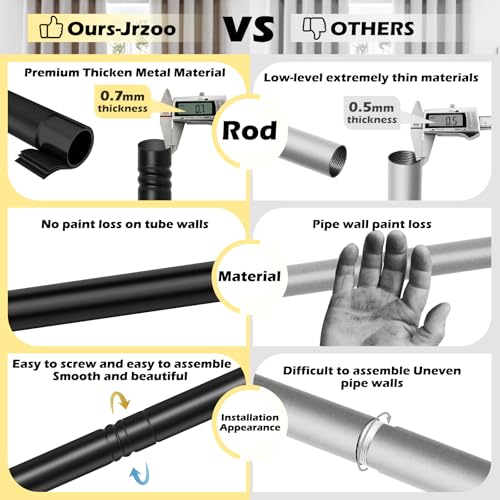 Wrap Around Blackout Curtain Rod 30-45 Inch (2.5-3.75 Ft), 5/8" Adjustable Curved Window Rod for Room Darkening, Modern Single Drapery Rod for Bedroom Windows, Matte Black