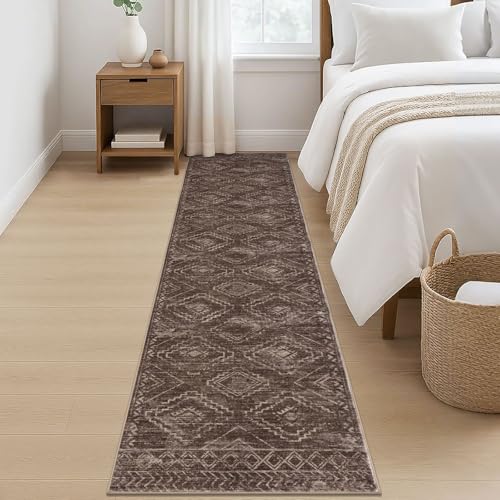 Washable Runner Rug 2x8 ft Runners for Hallway, Chocolate Brown