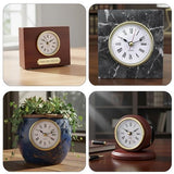1 Pc Mini 2-1/2 Insert Clock 65mm Round Movement Clock White Face Tone Roman Numerals Head Mini Home Décor Product (Gold)