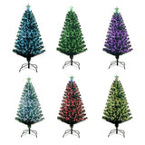 4FT Pre-lit Fiber Optic Christmas Tree with Lighted Star, PVC & Iron Construction, Green Artificial Christmas Tree with 141 Branch, Indoor Christmas Decorations, Holiday Home Xmas Decoration