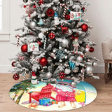Mele Kalikimaka Hawaii Christmas in July Beach Santa Claus 36 Inch Christmas Tree Skirt Carpet Mat Funny Party Soft Cover Mat Decor Supplies for Xmas Halloween Decorations Occasion Farmhouse