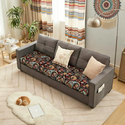 YISUN Sofa Couch Cushion Covers, Stretch Printed Couch Seat Slipcover, Soft Couch Cover for Dogs, Washable Non-Slip Furniture Protector for Sectional Armchair Loveseat (Flower, 3 piece)