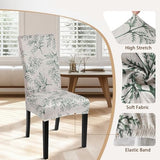 SearchI Printed Dining Room Chair Covers Set of 4, Stretch Kitchen Chair Covers Washable Parsons Chair Slipcover Removable Dining Chair Protectors for Hotel,Ceremony(Fern Leaves)