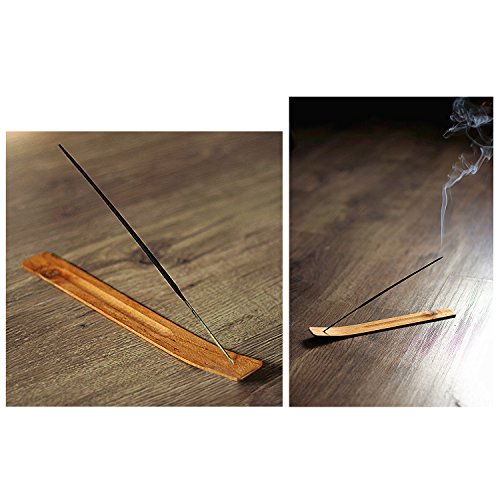 TRENDBOX 10pcs Handmade Plain Wood Wooden Incense Stick Holder Burner Ash Catcher Natural Design Buddhist