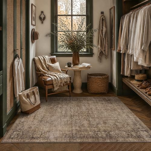 HelloTree 4x6 Vintage Washable Non-Slip Low Pile Area Rug