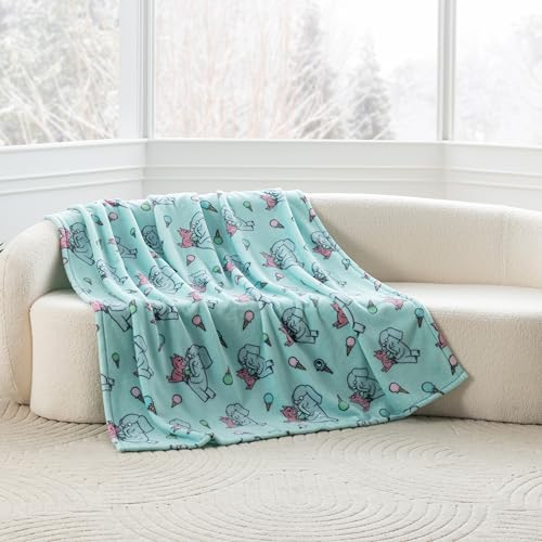 Berkshire Mo Willems® VelvetLoft® Throw Blanket - Super Soft Plush Elephant & Piggie Character Design - Cozy Home Decor, Elephant_Piggie Ice Cream, 50 in x 70 in(Official Mo Willems® Product)