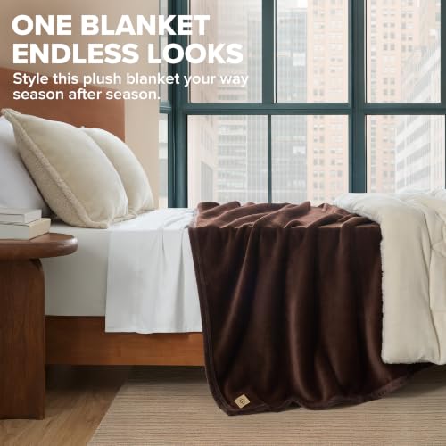 UGG Coco Twin Bed Blanket, Fleece Blanket, 68" x 92", Brown (Burnt Cedar)