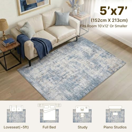 5x7 Area Rugs Washable Living Room Rug Non Slip Soft Carpets