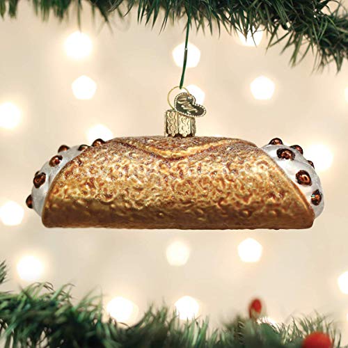 Old World Christmas Cannoli Glass Blown Ornament for Christmas Tree, Handcrafted Holiday Decoration, Dessert Collection
